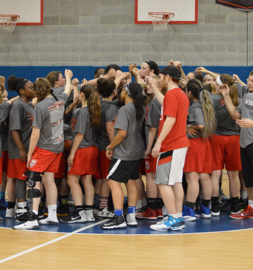 Basketball Factory team huddle